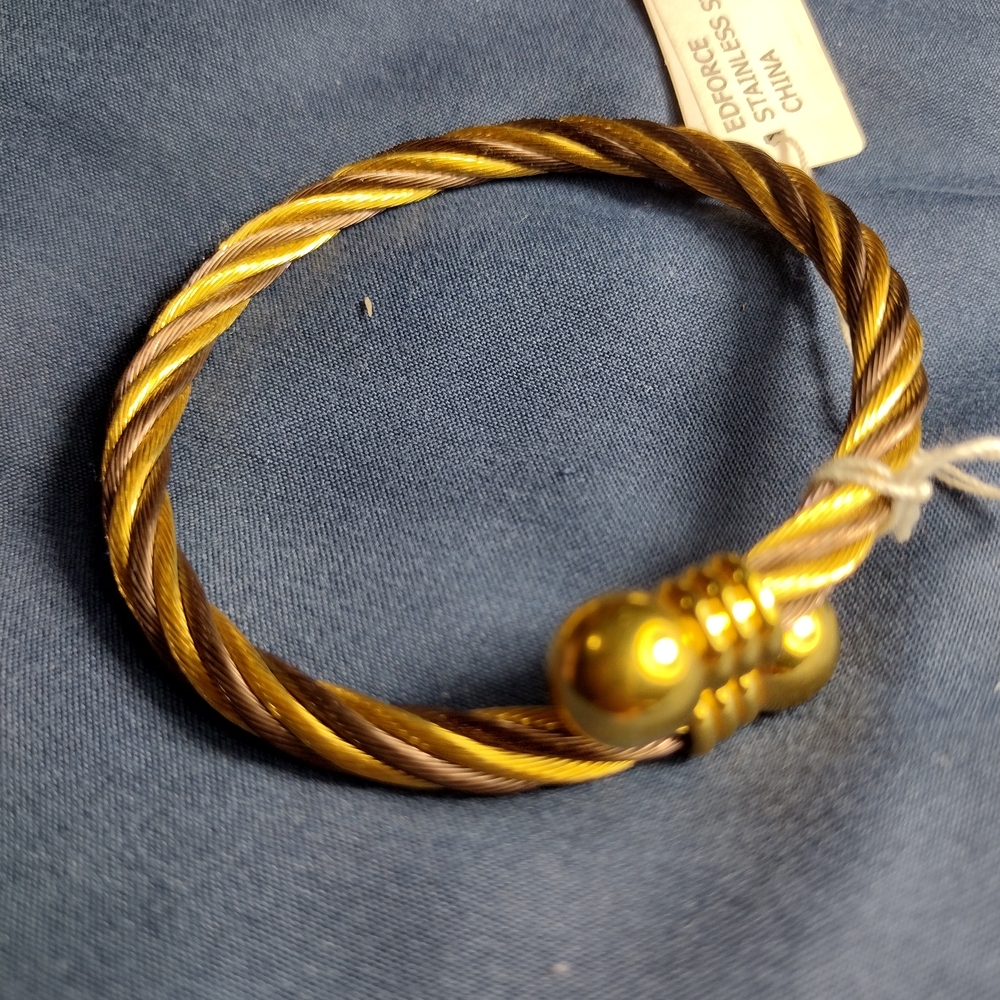 Gold and Brown Two Tone Twist Bracelet NWT EDFORCE